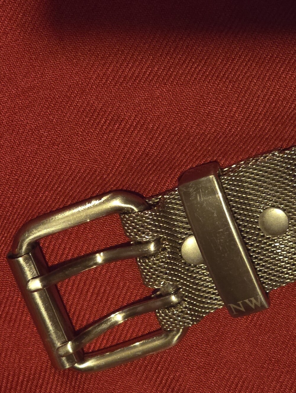 Branded Silver Mesh Men's Belt - Silver